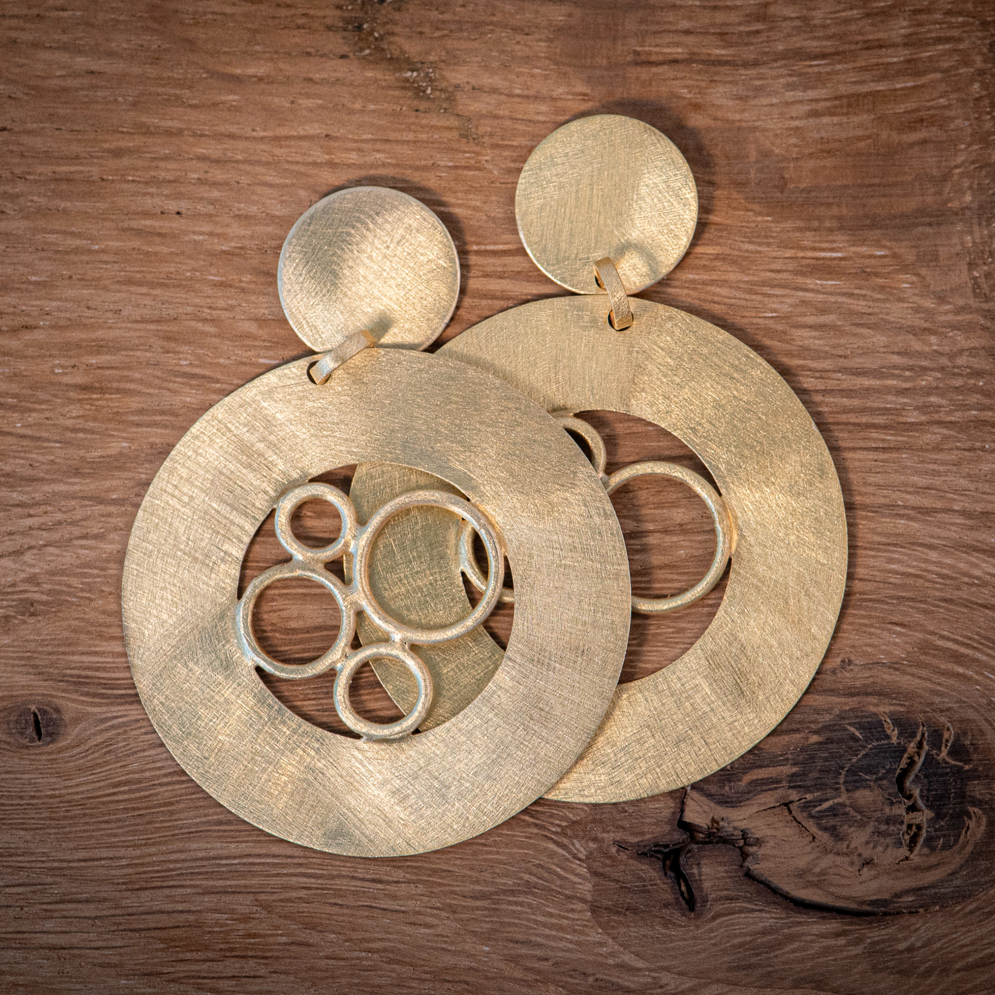 Boucles d'oreille en argent doré, bijoux de créateur