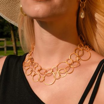 Collier en argent doré, bijoux de créateur