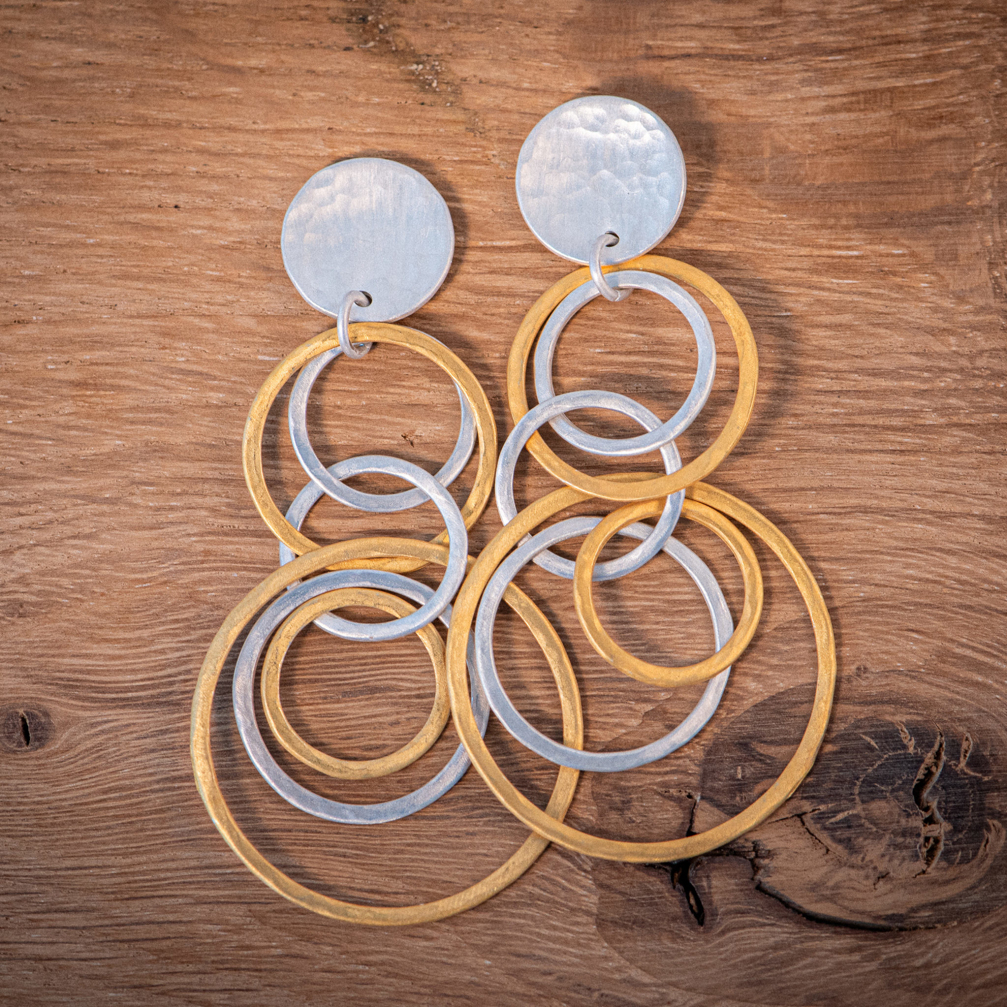 Boucles d'oreille en argent et argent doré, bijoux de créateur