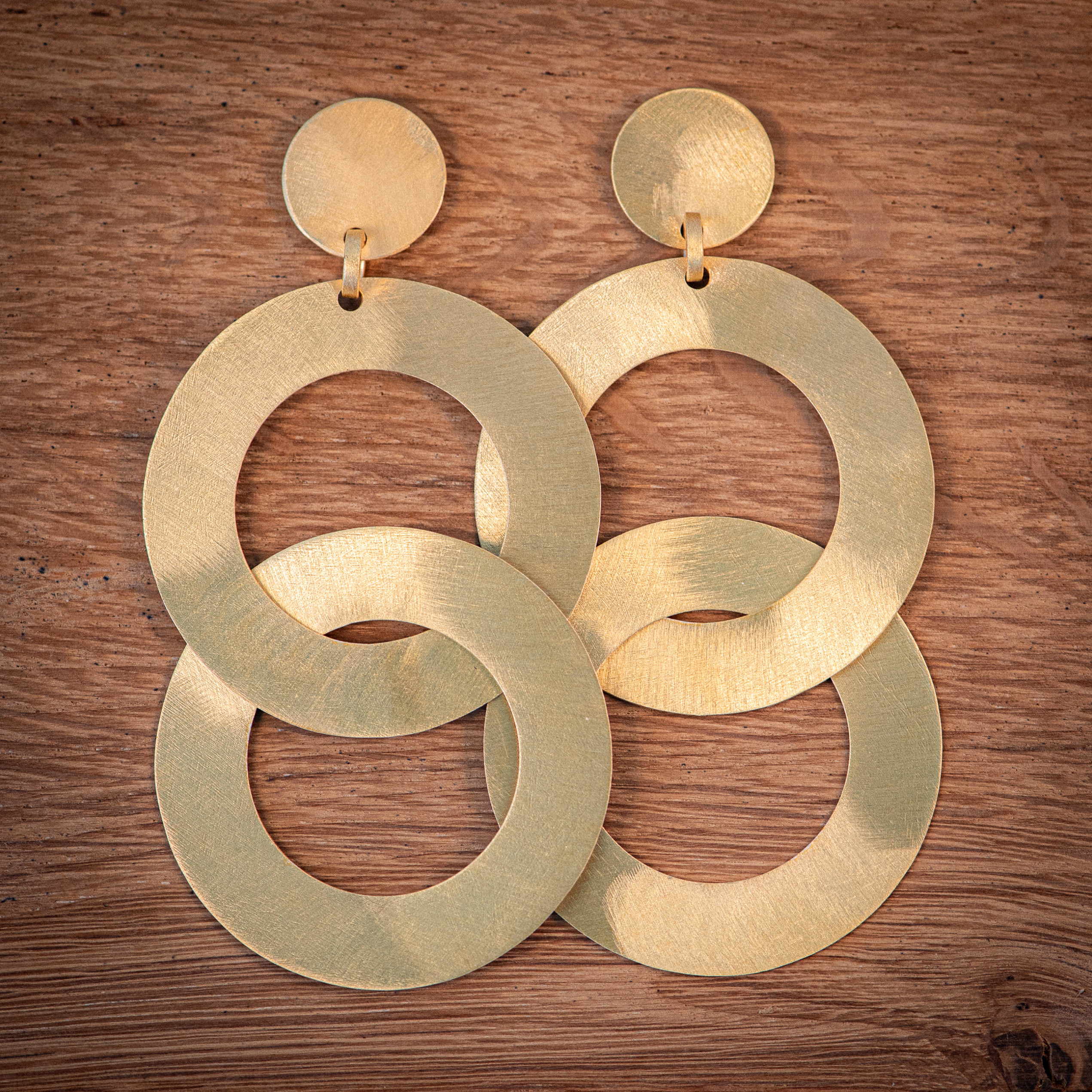 Boucles d'oreille en argent doré, bijoux de créateur
