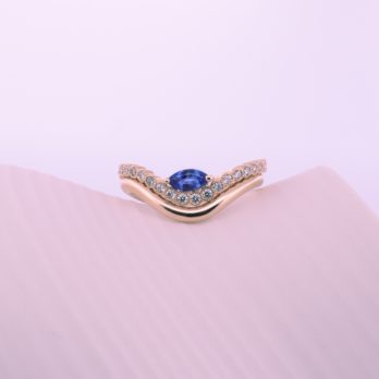 Marquise Saphir et anneau d'or rose